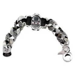 Bikerringshop Heavy Sterling Silver Skull Bracelet 12 Bikerringshop Heavy Sterling Silver Skull Bracelet -Outlet Rings Store skull bracelet 4