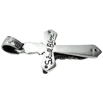 Bikerringshop Sterling Silver Skull Cross Biker Pendant 4 Bikerringshop Sterling Silver Skull Cross Biker Pendant - Image 2
