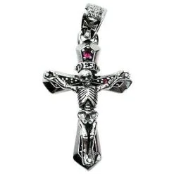Bikerringshop Sterling Silver Skull Cross Biker Pendant