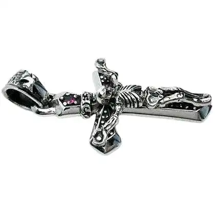 Bikerringshop Sterling Silver Skull Cross Biker Pendant 5 Bikerringshop Sterling Silver Skull Cross Biker Pendant - Image 3