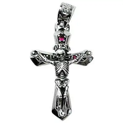 Bikerringshop Sterling Silver Skull Cross Biker Pendant 3 Bikerringshop Sterling Silver Skull Cross Biker Pendant
