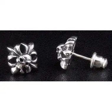 Bikerringshop Silver Skull Crossbones Stud Earrings 4 Bikerringshop Silver Skull Crossbones Stud Earrings - Image 2