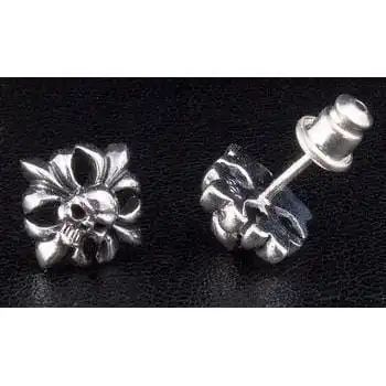 Bikerringshop Silver Skull Crossbones Stud Earrings 8 Bikerringshop Silver Skull Crossbones Stud Earrings - Image 6
