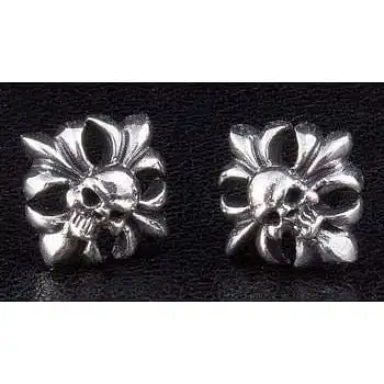 Bikerringshop Silver Skull Crossbones Stud Earrings 3 Bikerringshop Silver Skull Crossbones Stud Earrings