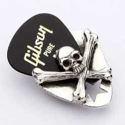 Bikerringshop Skull Crossbones Guitar Pick Holder Pendant Necklace -Outlet Rings Store skull crossbones guitar pick pendant 13