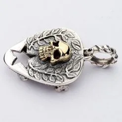 Bikerringshop Skull Crossbones Guitar Pick Holder Pendant Necklace -Outlet Rings Store skull crossbones guitar pick pendant 3