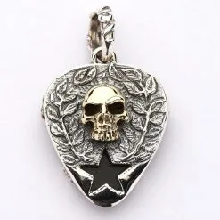 Bikerringshop Skull Crossbones Guitar Pick Holder Pendant Necklace -Outlet Rings Store skull crossbones guitar pick pendant 6