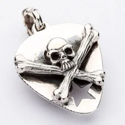 Bikerringshop Skull Crossbones Guitar Pick Holder Pendant Necklace -Outlet Rings Store skull crossbones guitar pick pendant 8