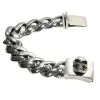 Bikerringshop Sterling Silver Skull Cuban Mens Bracelet -Outlet Rings Store skull cuban bracelet