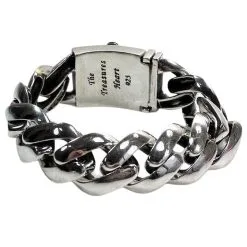 Bikerringshop Sterling Silver Skull Cuban Mens Bracelet -Outlet Rings Store skull cuban bracelet 4