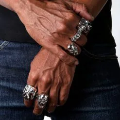 Bikerringshop Sterling Silver Red Eyes Skull Fang Devil Biker Ring 16 Bikerringshop Sterling Silver Red Eyes Skull Fang Devil Biker Ring -Outlet Rings Store skull devil biker ring 5