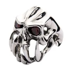 Bikerringshop Sterling Silver Red Eyes Skull Fang Devil Biker Ring 23 Bikerringshop Sterling Silver Red Eyes Skull Fang Devil Biker Ring -Outlet Rings Store skull devil biker ring 6