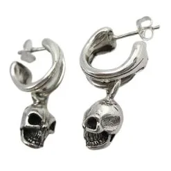 Bikerringshop Sterling Silver Dangle Punk Skull Earring 7 Bikerringshop Sterling Silver Dangle Punk Skull Earring -Outlet Rings Store skull earrings 3