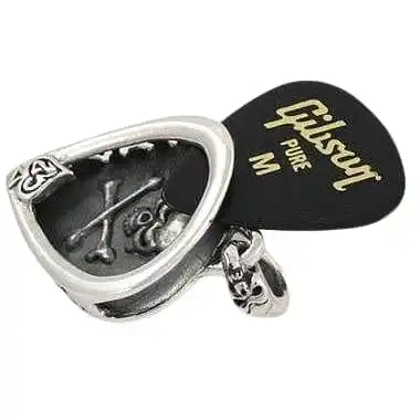 Bikerringshop Sterling Silver Skull Guitar Pick Holder Pendant Necklace 6 Bikerringshop Sterling Silver Skull Guitar Pick Holder Pendant Necklace - Image 4