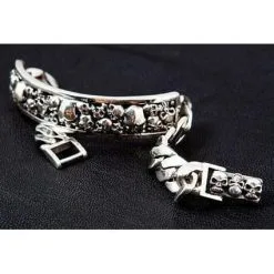 Bikerringshop Sterling Silver Men's Skull ID Bracelet -Outlet Rings Store skull id bracelet 4