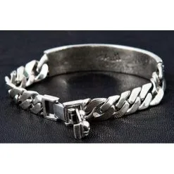 Bikerringshop Sterling Silver Men's Skull ID Bracelet -Outlet Rings Store skull id bracelet 5
