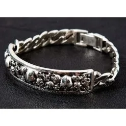 Bikerringshop Sterling Silver Men's Skull ID Bracelet -Outlet Rings Store skull id bracelet 7