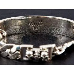 Bikerringshop Sterling Silver Men's Skull ID Bracelet -Outlet Rings Store skull id bracelet 8