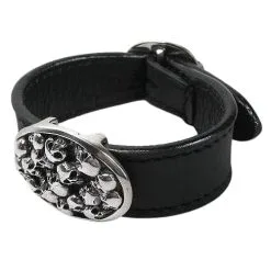 Bikerringshop Sterling Silver Skull Genuine Leather Bracelets -Outlet Rings Store skull leather bracelets 4