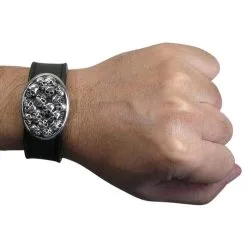 Bikerringshop Sterling Silver Skull Genuine Leather Bracelets -Outlet Rings Store skull leather bracelets 6