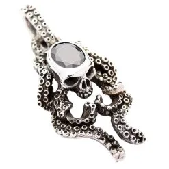 Bikerringshop Sterling Silver Black Onyx Gothic Skull Octopus Pendant 16 Bikerringshop Sterling Silver Black Onyx Gothic Skull Octopus Pendant -Outlet Rings Store skull octopus pendant 3