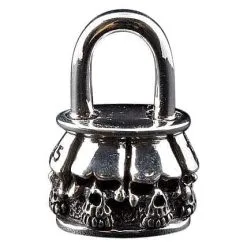 Bikerringshop Sterling Silver Skull Padlock Pendant