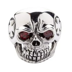 Bikerringshop Red Eyes Skull Silver Rings
