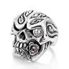 Bikerringshop Sterling Silver Skull Rose Ring -Outlet Rings Store skull rings with rose