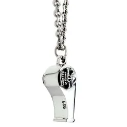 Bikerringshop Sterling Silver Skull Whistle Pendant Necklace 14 Bikerringshop Sterling Silver Skull Whistle Pendant Necklace -Outlet Rings Store skull whistle necklace 2