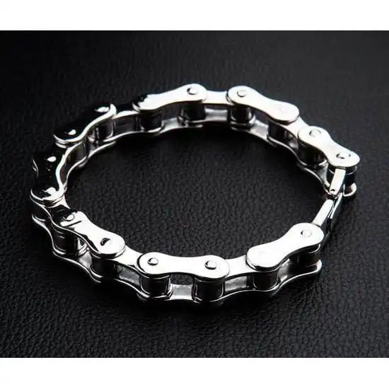 Bikerringshop Small Sterling Silver Bike Chain Bracelet 4 Bikerringshop Small Sterling Silver Bike Chain Bracelet - Image 2
