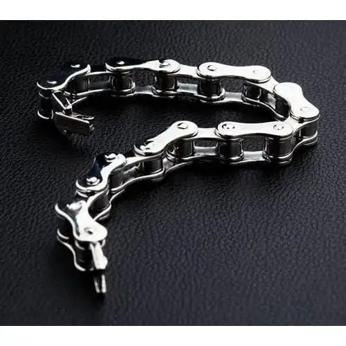 Bikerringshop Small Sterling Silver Bike Chain Bracelet 5 Bikerringshop Small Sterling Silver Bike Chain Bracelet - Image 3