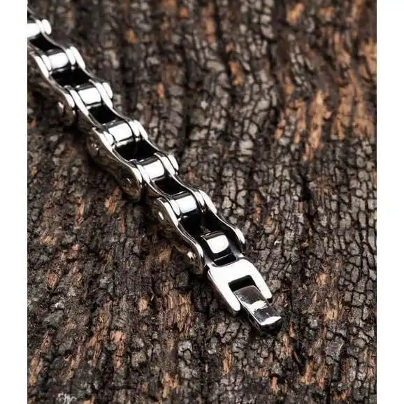 Bikerringshop Small Sterling Silver Bike Chain Bracelet 7 Bikerringshop Small Sterling Silver Bike Chain Bracelet - Image 5