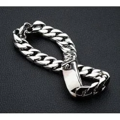 Bikerringshop Small Cuban Link Chain Sterling Silver Men's Biker Bracelet