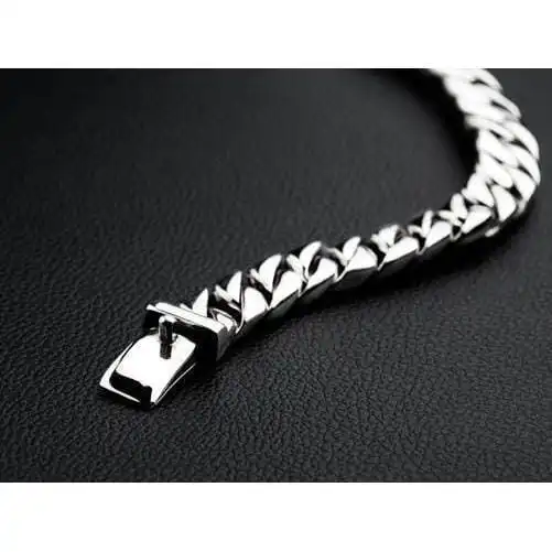 Bikerringshop Small Cuban Link Chain Sterling Silver Men's Biker Bracelet 6 Bikerringshop Small Cuban Link Chain Sterling Silver Men's Biker Bracelet - Image 4