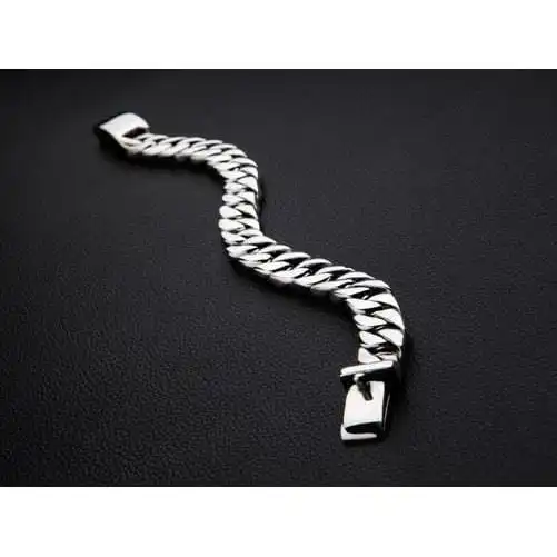 Bikerringshop Small Cuban Link Chain Sterling Silver Men's Biker Bracelet 8 Bikerringshop Small Cuban Link Chain Sterling Silver Men's Biker Bracelet - Image 6