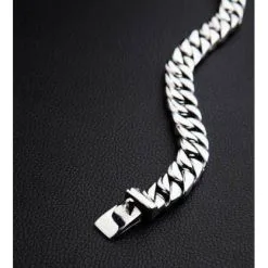 Bikerringshop Small Cuban Link Chain Sterling Silver Men's Biker Bracelet 17 Bikerringshop Small Cuban Link Chain Sterling Silver Men's Biker Bracelet -Outlet Rings Store small cuban sterling silver biker bracelet 7