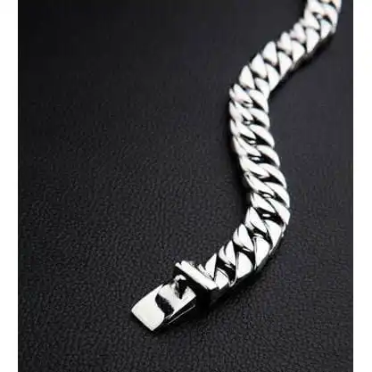 Bikerringshop Small Cuban Link Chain Sterling Silver Men's Biker Bracelet 9 Bikerringshop Small Cuban Link Chain Sterling Silver Men's Biker Bracelet - Image 7