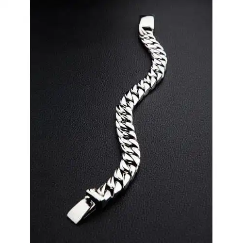 Bikerringshop Small Cuban Link Chain Sterling Silver Men's Biker Bracelet 10 Bikerringshop Small Cuban Link Chain Sterling Silver Men's Biker Bracelet - Image 8