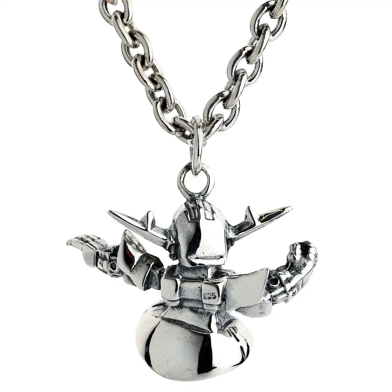 Bikerringshop Sterling Silver Short Gundam Robot Pendant Necklace 5 Bikerringshop Sterling Silver Short Gundam Robot Pendant Necklace - Image 3