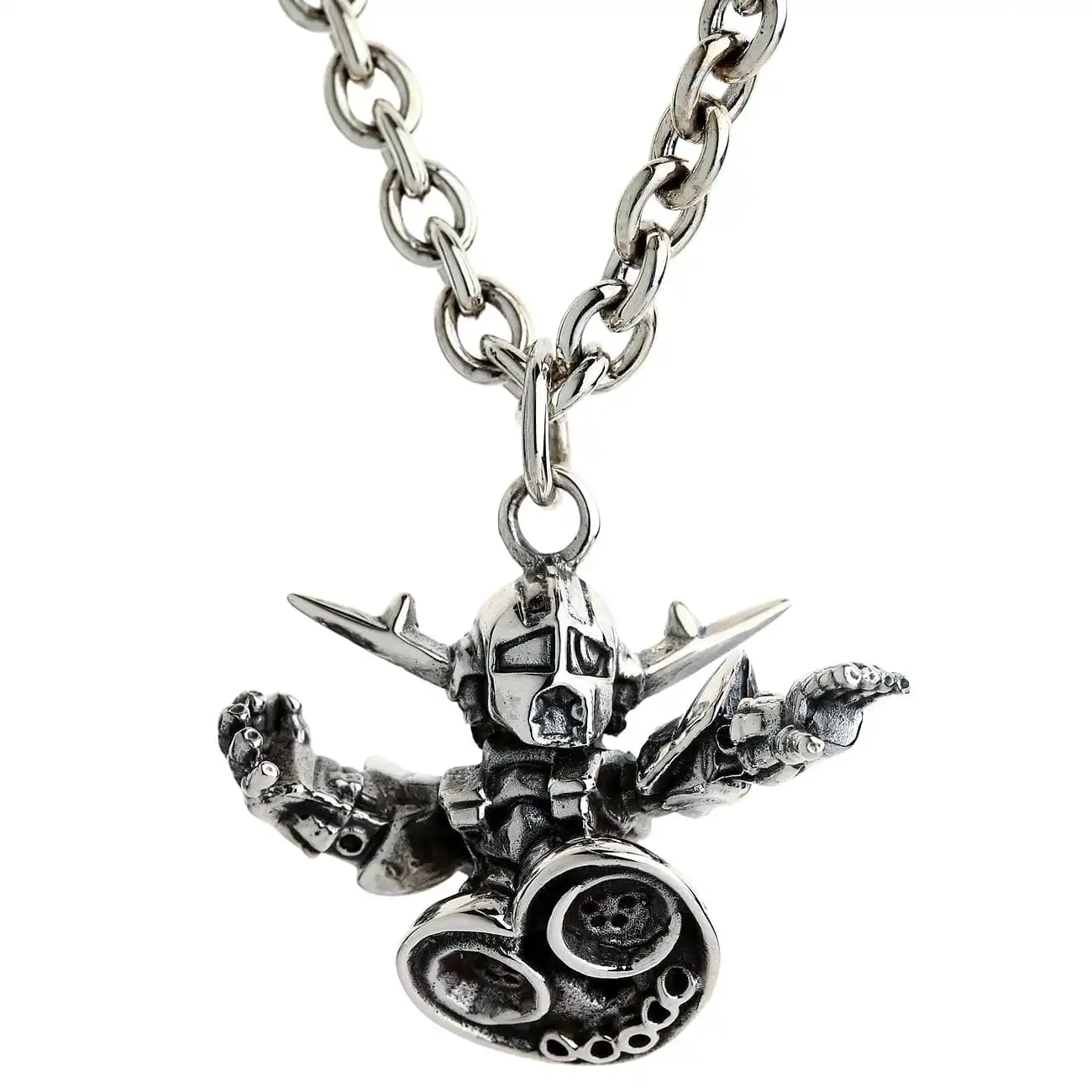 Bikerringshop Sterling Silver Short Gundam Robot Pendant Necklace 6 Bikerringshop Sterling Silver Short Gundam Robot Pendant Necklace - Image 4