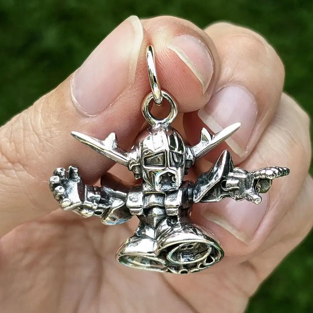 Bikerringshop Sterling Silver Short Gundam Robot Pendant Necklace 7 Bikerringshop Sterling Silver Short Gundam Robot Pendant Necklace - Image 5
