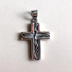 Bikerringshop Small Sterling Silver Tribal Cross Pendant