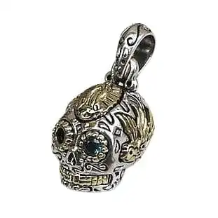 Bikerringshop Sterling Silver Small Sugar Skull Steampunk Pendant 5 Bikerringshop Sterling Silver Small Sugar Skull Steampunk Pendant - Image 3