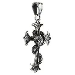 Bikerringshop Sterling Silver Snake Gothic Cross Pendant -Outlet Rings Store snake cross pendant 2