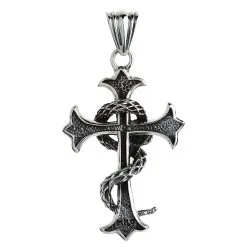 Bikerringshop Sterling Silver Snake Gothic Cross Pendant -Outlet Rings Store snake cross pendant 5