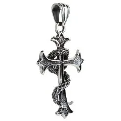 Bikerringshop Sterling Silver Snake Gothic Cross Pendant -Outlet Rings Store snake cross pendant 6
