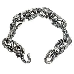 Bikerringshop Sterling Silver Snake Head Bracelet