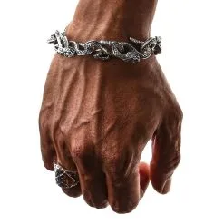 Bikerringshop Sterling Silver Snake Head Bracelet -Outlet Rings Store snake head bracelet 4