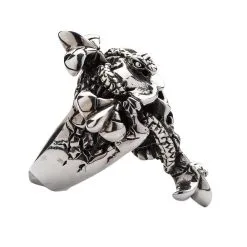Bikerringshop Sterling Silver Snake Head Skull Ring -Outlet Rings Store snake head skull ring 3