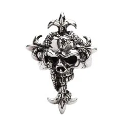 Bikerringshop Sterling Silver Snake Head Skull Ring -Outlet Rings Store snake head skull ring 4